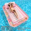 Amazon Outdoor Toma el Sol Amor Cama Flotante Inflable Ecológica Portavasos Engrosado con Almohada Doble Fila Flotante de Agua