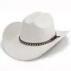 Chapéu de Cowboy Clássico Transfronteiriço Coroa Afundada Chapéu Étnico de Camurça com Cinto para Homens e Mulheres Chapéu de Casal Cowboy Ocidental