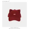 Gorra de Béisbol de Dibujos Animados Estilo Japonés con Orejas de Gato Lindas para Mujer, Gorra Versátil Dulce de Ala Ancha que Hace que la Cara Parezca Más Pequeña, Sombrero Negro