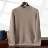 Suéter de cashmere grosso de dupla camada, malha 7, gola alta meia, masculino, outono e inverno, manga longa, pulôver, suéter de tricô casual