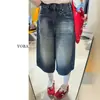 Pantalones Vaqueros Anchos Cortos Estilo Americano para Mujer, Nuevo Estilo Verano, Tallas Grandes, Adecuados para Figura de Pera, Corte Holgado, Pantalones Rectos Adelgazantes