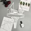 Europa y Estados Unidos transfronterizo sexy ropa interior sexy de tres puntos con aro de acero tentación dividida perspectiva punto al por mayor