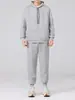 Nuevo conjunto de algodón de sudadera y pantalones jogger gruesos, casual de corte holgado, chaqueta con capucha forrada de forro polar para otoño e invierno, pantalones deportivos unisex