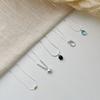 Colección de Fotos Reales Seina Joyería Sencilla Plata de Ley S925 Collar de Aguamarina Cadena para Clavícula de Corazón para Mujer Ágata Negra