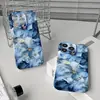 Capa de celular floral com tinta azul, compatível com todos os modelos da Apple, um produto popular de comércio exterior, ultrafina, com sensação de metal nu e um design artístico