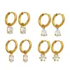 Lujo ligero, brillante y exquisito, creando una atmósfera atmosférica. Aretes con colgante de zirconita en forma de gota de agua multifacética, chapados en oro de 18k sobre acero inoxidable para mujer