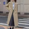 Chaqueta de Traje Larga Gris de Gama Alta para Principios de Otoño 2026 Nuevo Estilo Coreano Holgada de Temperamento Estilo Académico Cortavientos para Mujer