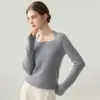 Nuevo Suéter de Cachemira Otoño/Invierno 2026 Cuello Cuadrado Jersey Suéter Base de Cachemira Top Elegante Ajustado Mujer