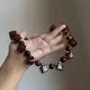 ¡Cuadros de Caramelo! Collar Cuadrado de Cuentas con Estampado de Leopardo Maillard para Mujer, Moderno Estilo Chica Caliente Tendencia Calle Personalizado