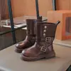 Botas estilo retro Martin para meninas, nova coleção outono/inverno 2026, botas princesa infantis de sola macia, botas de altura média em estilo britânico para crianças mais velhas