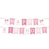 Set de globos de cumpleaños para niña con lazo rosa, pancarta de primer cumpleaños, decoraciones de fondo para fiesta
