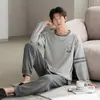 Primavera 2026 Nuevo Conjunto de Dos Piezas para Hombre de Algodón Puro de Doble Cara, Suéter Holgado Cómodo, Pijama de Manga Larga y Pantalón Largo