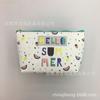 Bolsa de cosméticos de PU con estampado de gato geométrico de planta tropical y fruta, portátil para almacenamiento, bolsa de lavado para viaje