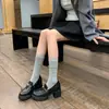 Versão em Couro de Mocassins Femininos Retro com Camélia, Slip-On com Aumento de Altura de 10cm, Salto Grosso Estilo Britânico, Sapatos Slip-On Versáteis