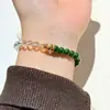 Ano da Serpente ~ Design Original Pulseira de Serpente com Cristal Branco Simples Pulseira de Serpente Zodiacal com Calcedônia para Mulheres