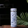 Caneca Térmica de Cerâmica Camada Dupla com Tampa Caneca de Escritório Cor Esmaltada com Alça Caneca de Negócios de Cerâmica Caneca de Presente Logo Atacado