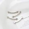 Colar Pingente em U Full Diamond Smile com Duas Argolas Acessório para Gola de Suéter de Lã Tricô Feminino