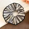 Goma para el Pelo de Tela a Rayas Florales de Doble Capa Estilo Coreano para Recogido en la Parte Trasera de la Cabeza, Goma Grande para Cabello Grueso, Accesorio para el Cabello