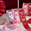 Sombra de Flor 3.8cm Volando Juntos Cinta con Carácter Doble Felicidad Ramo de Cintas Caja de Regalo Dulces de Boda Lazo Rojo Cinta de Satén con Carácter Doble Felicidad