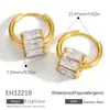 Brincos de Aço Inoxidável Transfronteiriços, Estilo Clássico com Cravação de Zircônia, Design de Bola Oval, Moda de Luxo Leve, Estilo Ol, Banhado a Ouro, Brincos à Prova d'Água