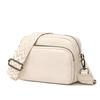 Bolso Pequeño Cuadrado Popular de Cuero Genuino Transfronterizo, Estilo Retro Europeo y Americano, Bolso Versátil de Hombro y Cruzado, Color Sólido Simple, Patrón Granulado, Piel de Vaca de Primera Capa