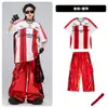 Roupas de Street Dance para Meninos Hip-Hop Outfits Modernos Infantis Marca de Moda Hip-Hop Roupa Infantil Roupa para Apresentação na Passarela de Couro Vermelho Brilhante para Meninos