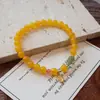 Acessórios Originais Novos em Estilo Chinês de Ágata Amarela Natural, Calcedônia e Cristal de Jade Hetian, Pulseira Elástica Brilhante de Pedras