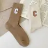 Meias Arrastão Bordadas para Mulheres, Outono e Inverno, Resistentes ao Frio, Meias Quentes de Cano Médio, Lã Sintética, Meias Longas com Barra Solta, Meias Versáteis para Mulheres