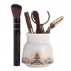 Juego de Seis Piezas de Porcelana de Jade para Ceremonia de Té Agua de Mar con Soporte para Té, Pinzas para Té, Cepillo para Té, Bolígrafo para Té