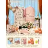 Decoración para el Primer Cumpleaños de Bebé Niña Estilo Coreano Mariposa Sencilla Fondo de Pintura al Óleo Rosa de Alta Gama Tablero Kt