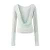 Conjunto de Dos Piezas para Mujer, Estilo Latte Girl con Cuello Halter, Ropa de Yoga, Alta Elasticidad, Secado Rápido, con Almohadillas en el Pecho, Cubierta de Manga Larga, para Fitness y Deportes, Efecto Adelgazante