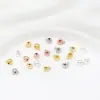 Ouro Real 18K Terminal de Crimpagem Plano Contas Redondas Pulseira Contas de Posicionamento Fio de Aço Corda Pulseira DIY Colar Fecho de Pressão B93