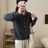 Nuevo Cárdigan de Punto Holgado con Cuello Redondo para Primavera y Otoño 2025, Top Estilo Coreano Casual con Botón Dorado Pequeño, Chaqueta Suéter Suave y Cera para Mujer