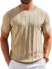 Camiseta de Manga Corta a Rayas con Cuello Redondo para Hombre, Verano Ligera de Color Sólido Transpirable Elástica Deportiva Estilo Europeo y Americano Talla Grande Camiseta Básica
