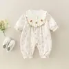 Nuevo Mono de Manga Larga de Doble Capa para Primavera y Otoño para Bebés Niñas, Lindo Mono de Encaje Floral para Salidas