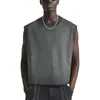Camiseta sin mangas de marca europea y americana de moda para hombre, verano juvenil, algodón puro, desgastada, holgada, cuello redondo, personalizable