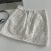 Saia Jeans Floral com Bolinhas para Mulheres Verão 2026 Cintura Alta Emagrecedora Linha A Justa ao Corpo Saia Curta Saia Calça