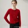 Cárdigan de punto para mujer 100% cachemir de otoño e invierno, suéter abotonado de cuello redondo, top de manga larga, nuevo estilo moderno