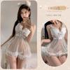 Uña de Ceja Encaje Sexy Malla Transparente Halter Falda Ropa Interior Sexy Chica Puro Deseo Pasión Pijama Tentación Pasión