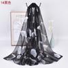 Transfronteiriço primavera e verão Novo 50*155 elegante folha de ginkgo chiffon multicolorido lenço de seda atacado lenço feminino xale de proteção solar