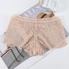 Roupa íntima sexy transfronteiriça feminina charmosa de renda quente transparente cintura baixa algodão entrepernas shorts de senhora cabeça