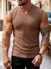 Regata de malha com listras verticais para fitness e esportes, slim fit, masculina, gola V, ombro largo, estilo americano, para comércio exterior europeu e americano, verão