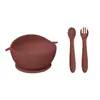 Bol de Comida para Entrenamiento de Alimentación de Bebés Transfronterizo Silicona de Grado Alimenticio Vajilla Cuchara de Silicona para Gachas y Sopas Infantiles