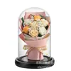 Flor Eterna Ramo de Rosas Artificiales con Cubierta de Cristal, Adorno de Lámpara de Flores, Adorno de Flor de Jabón, Navidad, Día de San Valentín, Regalo de Cumpleaños