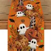 Camino de mesa de Halloween más vendido de Temu transfronterizo, mantel decorativo navideño de lino, alfombrilla de té de gama alta para mueble de TV