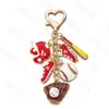 Llavero de Béisbol con Gota de Aceite Roja y Azul Nuevo de Dibujos Animados Transfronterizo Joyería para Bolsos de Pareja de Nicho Colgante para Llavero