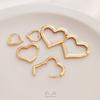 Aretes con Retención de Color en Forma de Corazón Oro 14K Corazón de Durazno Aretes en Forma de Amor Gancho Francés para Oreja Moda Popular en Internet Hecho a Mano DIY