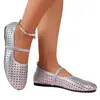 Artículos en stock tamaño grande~Estilo suave boca poco profunda correa única con recorte Mary Jane zapatos de una sola tira mujer, cómodos de suela plana elegantes