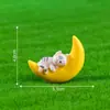 Pingente de plástico para chaveiro lua cachorrinho dormindo coelho urso gatinho pingente de animal paisagem miniatura enfeite de artesanato