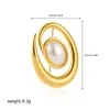 Broche de Perla Lineal Oro Real de 18 Quilates Hueco Broche Sencillo Estilo Francés Compacto Diseño Transfronterizo Joyería de Alta Gama